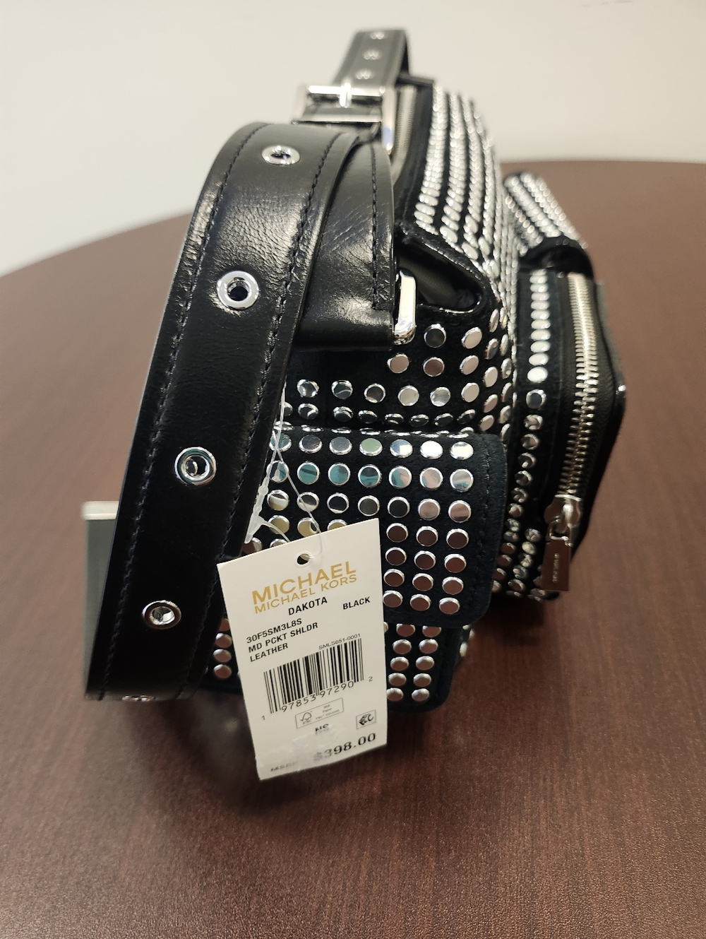 NWT Michael Kors Black/Silver Dakota MEDIUM Convertible Pocket Crossbody Bag - Picture 5 of 12